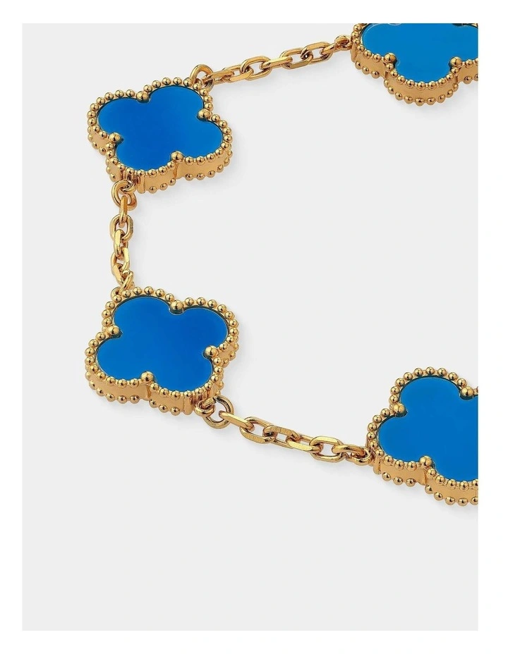 Charlotte Gold Clover Bracelet - Blue image 3