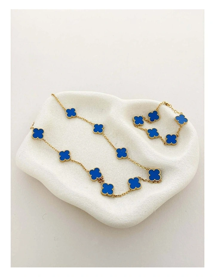 Charlotte Gold Clover Bracelet - Blue image 5
