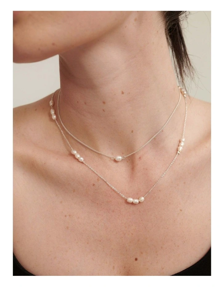 Trio Pearl Necklace - Silver Plated image 2