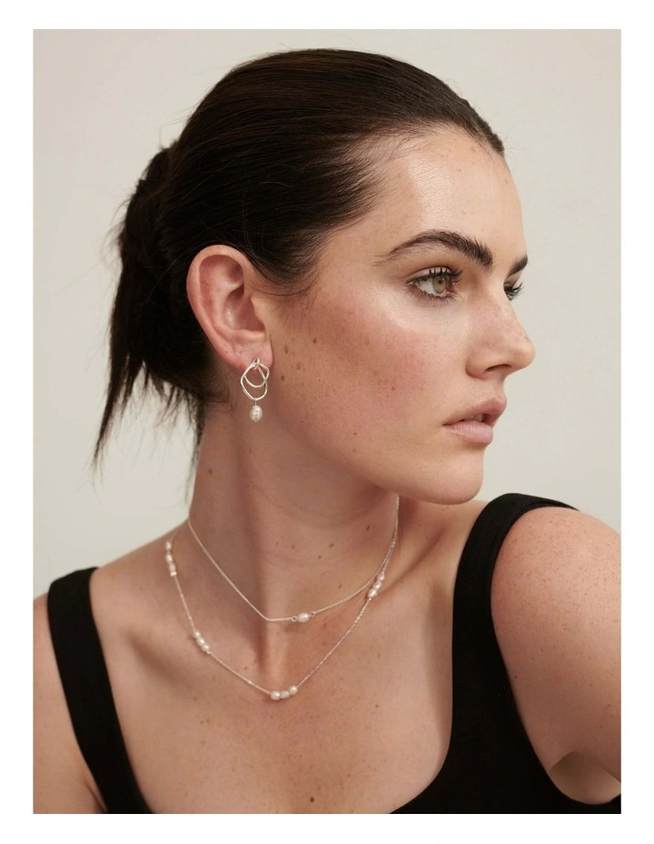 Trio Pearl Necklace - Silver Plated image 4