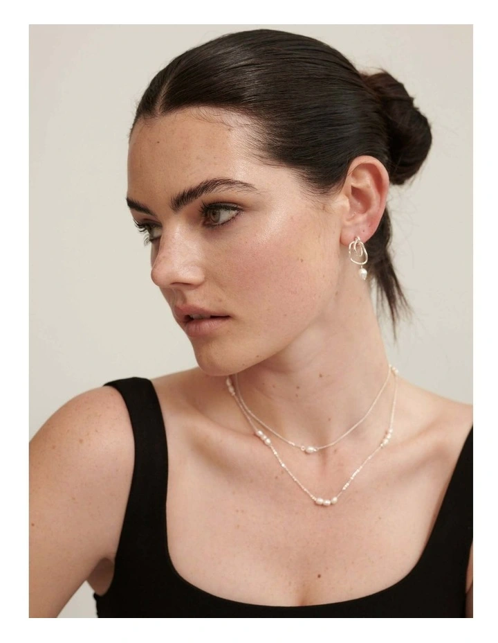 Trio Pearl Necklace - Silver Plated image 5