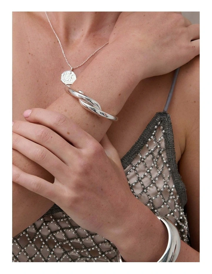 Mia Interlock Twist Bangle - Sterling Silver Plated image 2