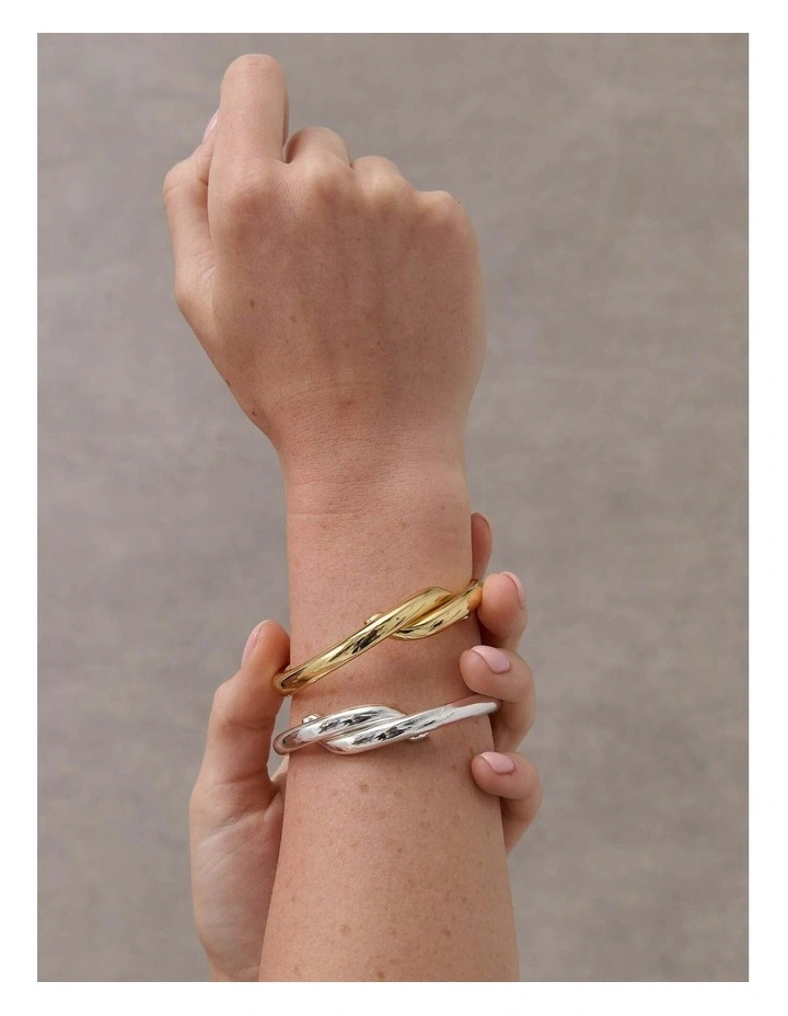 Mia Interlock Twist Bangle - Sterling Silver Plated image 5