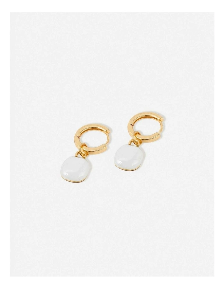 Marla Enamel Drop Earrings - White image 2
