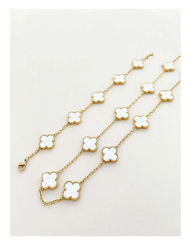 Charlotte Gold Clover Bracelet - White image 4