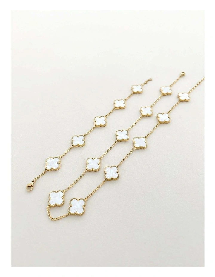 Charlotte Gold Clover Bracelet - White image 6
