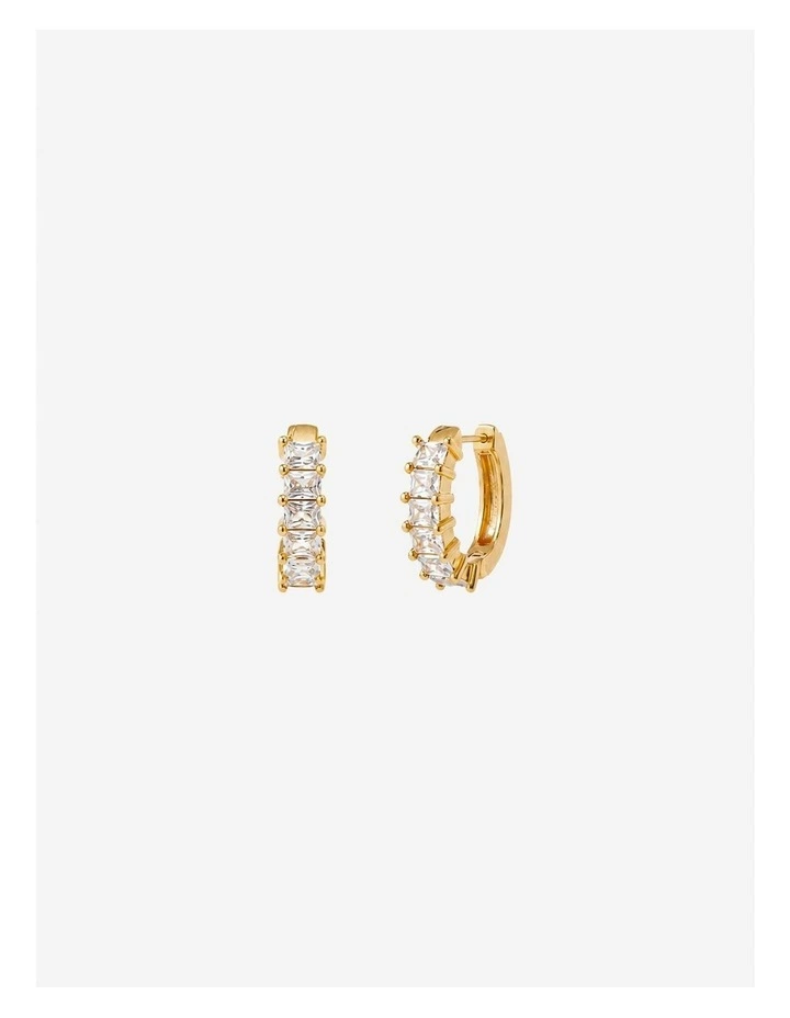 Jazzlyn Diamante Huggie Earrings - Large image 1