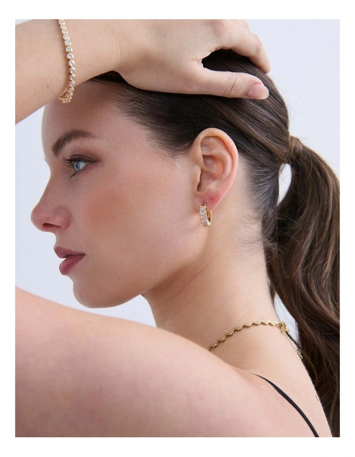 Jazzlyn Diamante Huggie Earrings - Large image 2