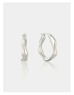 Wavy Textured Earrings - Silver Plated