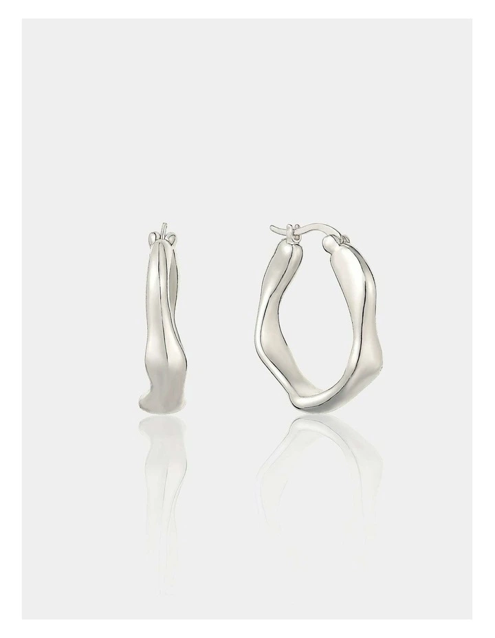 Wavy Textured Earrings - Silver Plated image 1