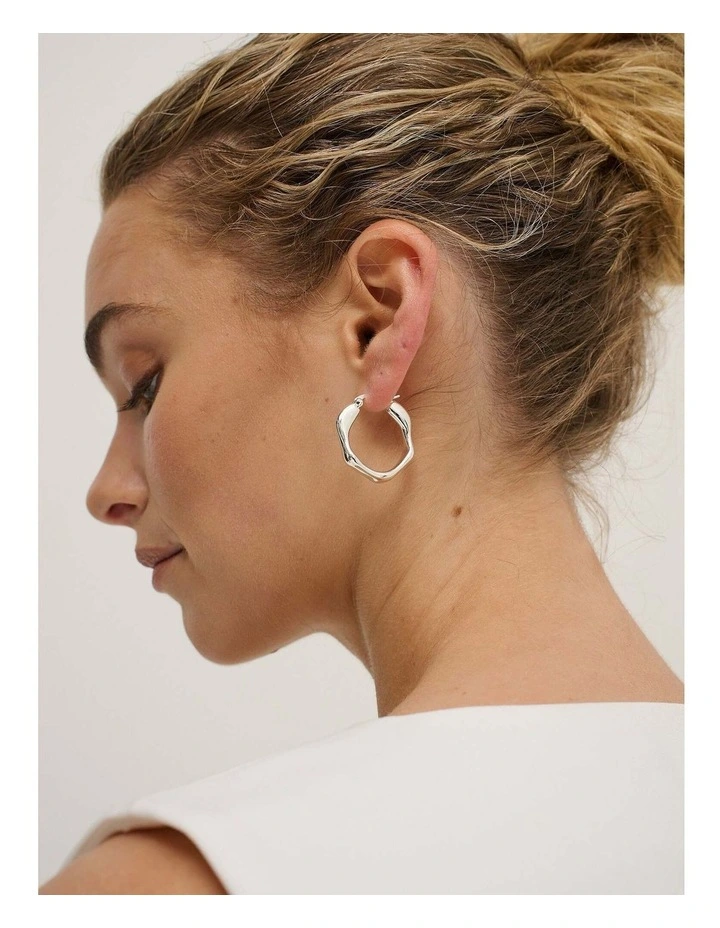 Wavy Textured Earrings - Silver Plated image 2