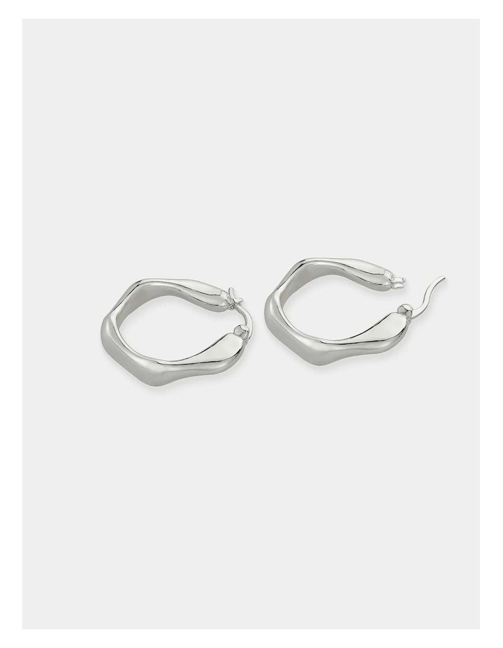Wavy Textured Earrings - Silver Plated image 3