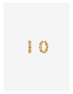 Solis 18K Gold Plated Bezel Huggie Earrings