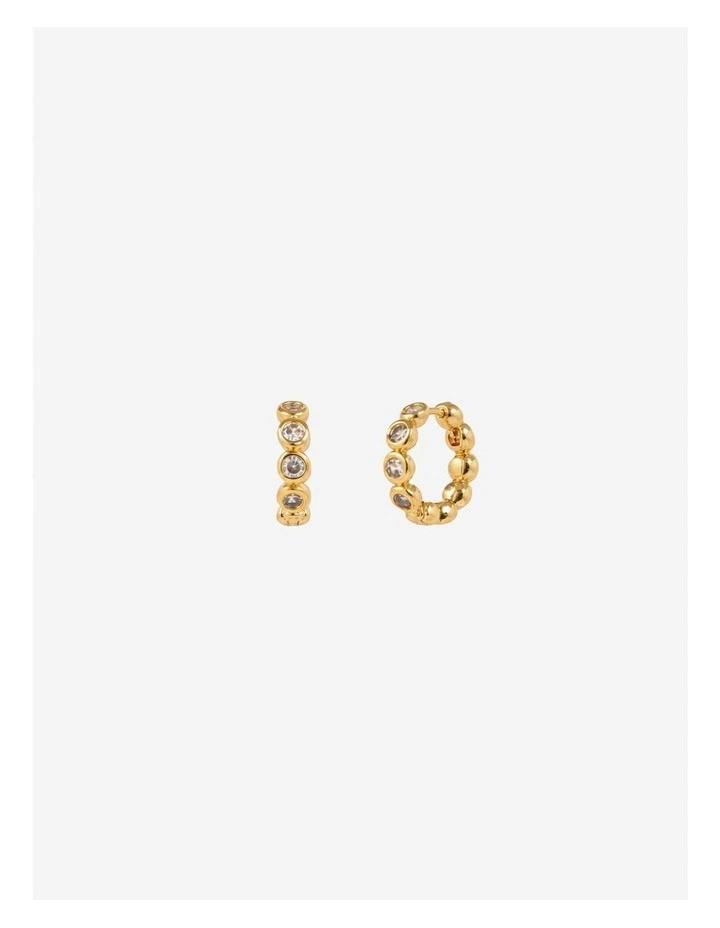 Solis 18K Gold Plated Bezel Huggie Earrings image 1
