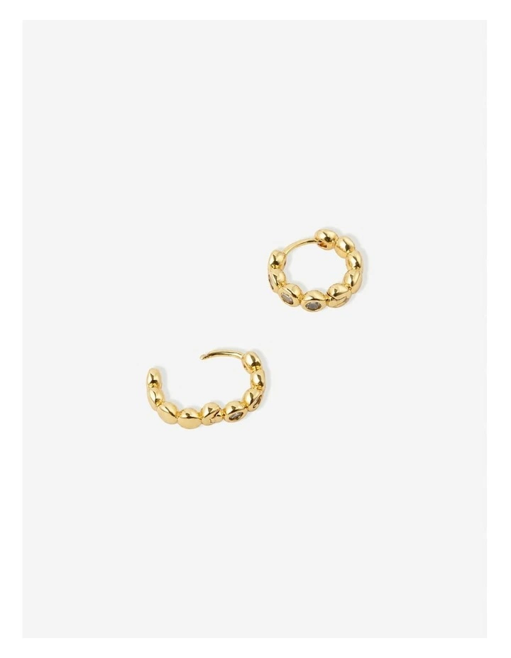 Solis 18K Gold Plated Bezel Huggie Earrings image 3