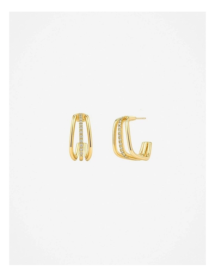 Ramona Triple Pave Hoop Earrings image 1