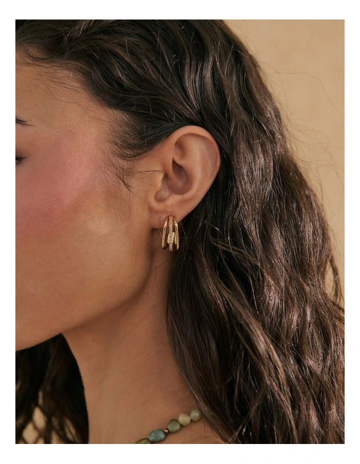 Ramona Triple Pave Hoop Earrings image 2
