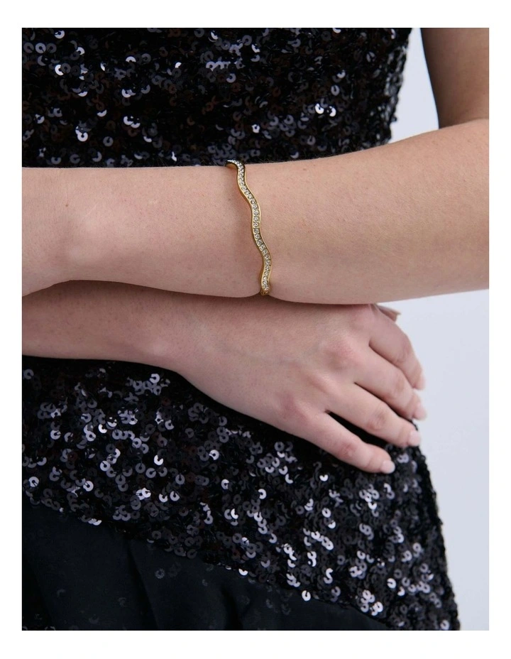 Olsen Wavy Pave Bangle - 18k Gold Plated image 2
