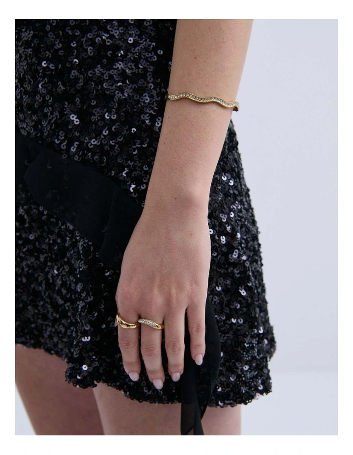 Olsen Wavy Pave Bangle - 18k Gold Plated image 4