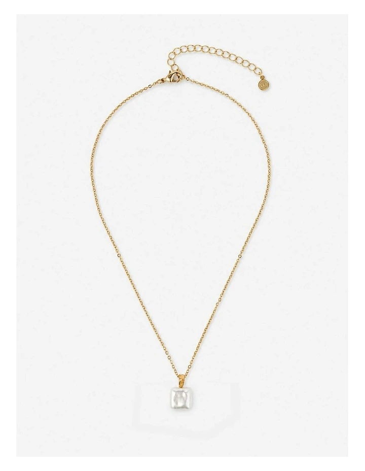 Square Pearl Pendant Necklace - 18k Gold Plated image 1