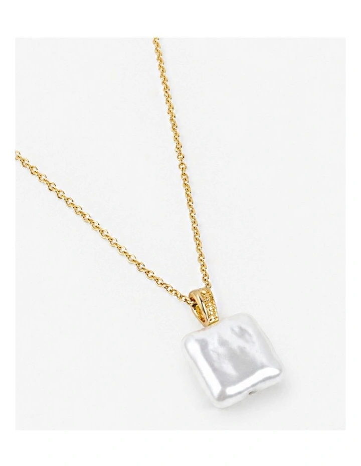 Square Pearl Pendant Necklace - 18k Gold Plated image 3