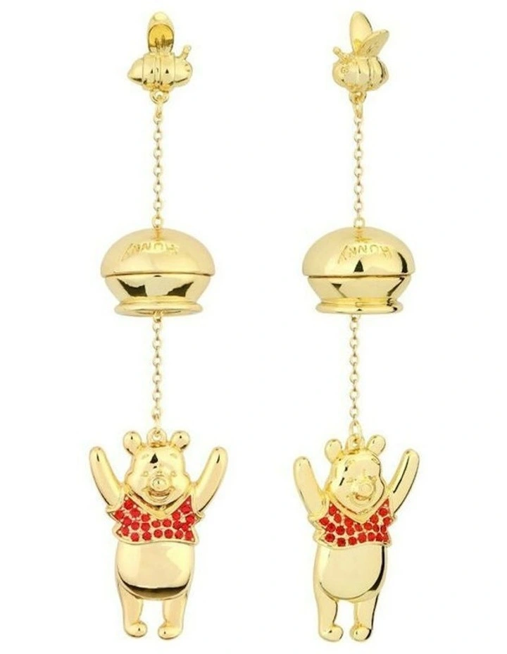 Couture Kingdom Disney Winnie The Pooh Honey Pot Drop Earrings 80mm Gold image 1