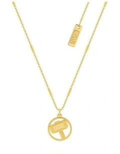 Couture Kingdom 925 Sterling Silver Marvel Thor Hammer Fashion Necklace Gold