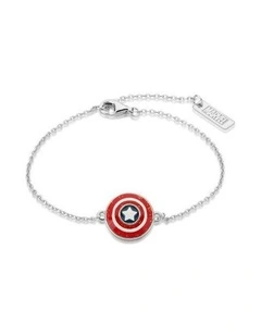 Couture Kingdom Sterling Silver Marvel Captain America Enamel Bracelet Silver