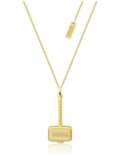 Couture Kingdom 925 Sterling Silver Marvel 3D Thor Hammer Necklace Gold