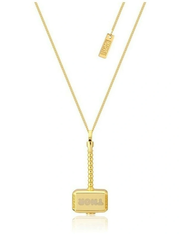 Couture Kingdom 925 Sterling Silver Marvel 3D Thor Hammer Necklace Gold image 1