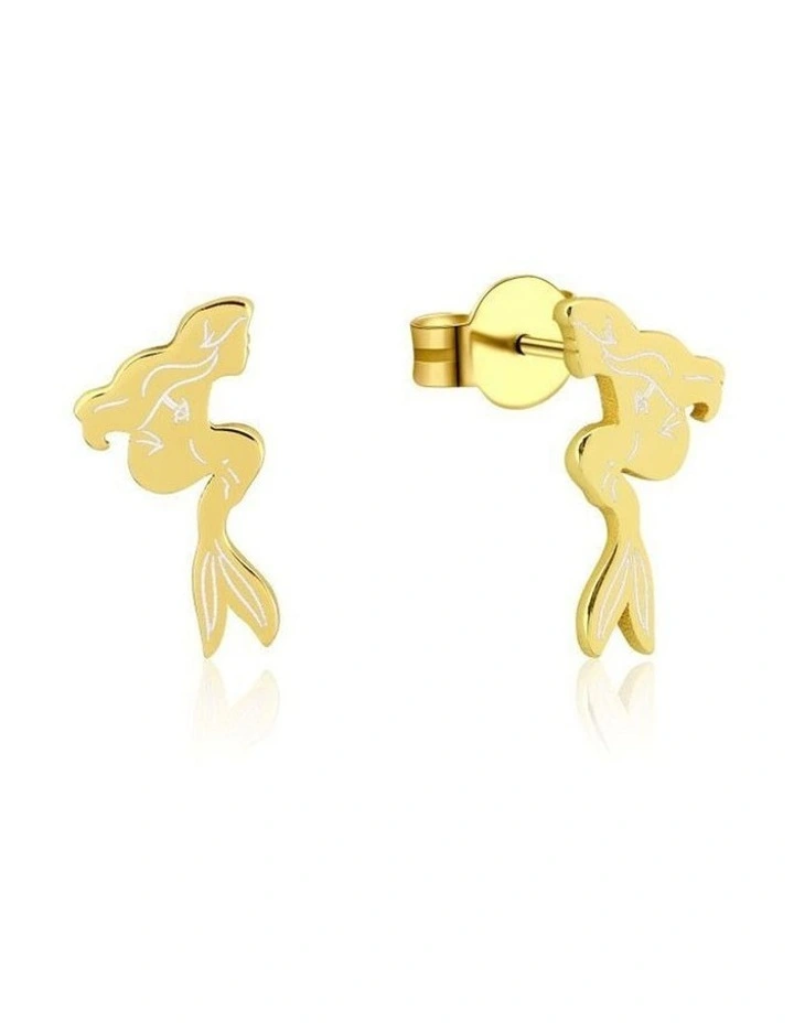 Couture Kingdom Disney Princess The Little Mermaid Stud Earrings 12mm Gold image 1