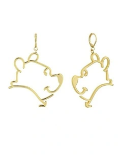 Couture Kingdom Disney Winnie The Pooh Outline Fashion Drop Earrings 6cm Gold
