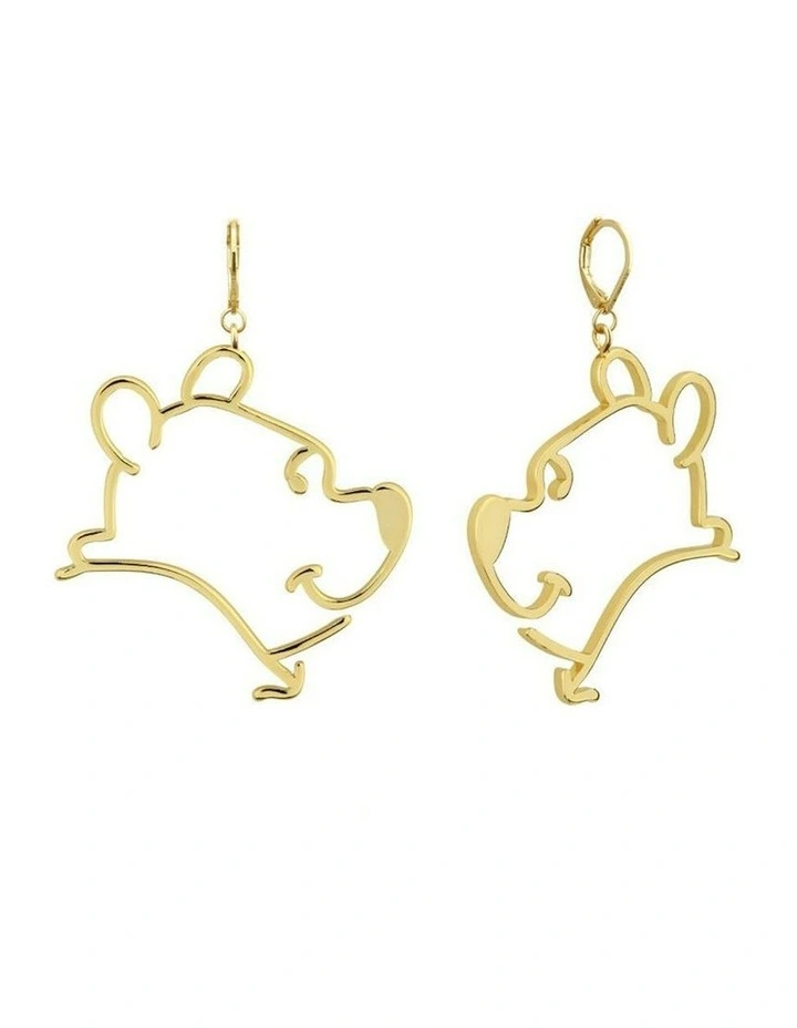 Couture Kingdom Disney Winnie The Pooh Outline Fashion Drop Earrings 6cm Gold image 1