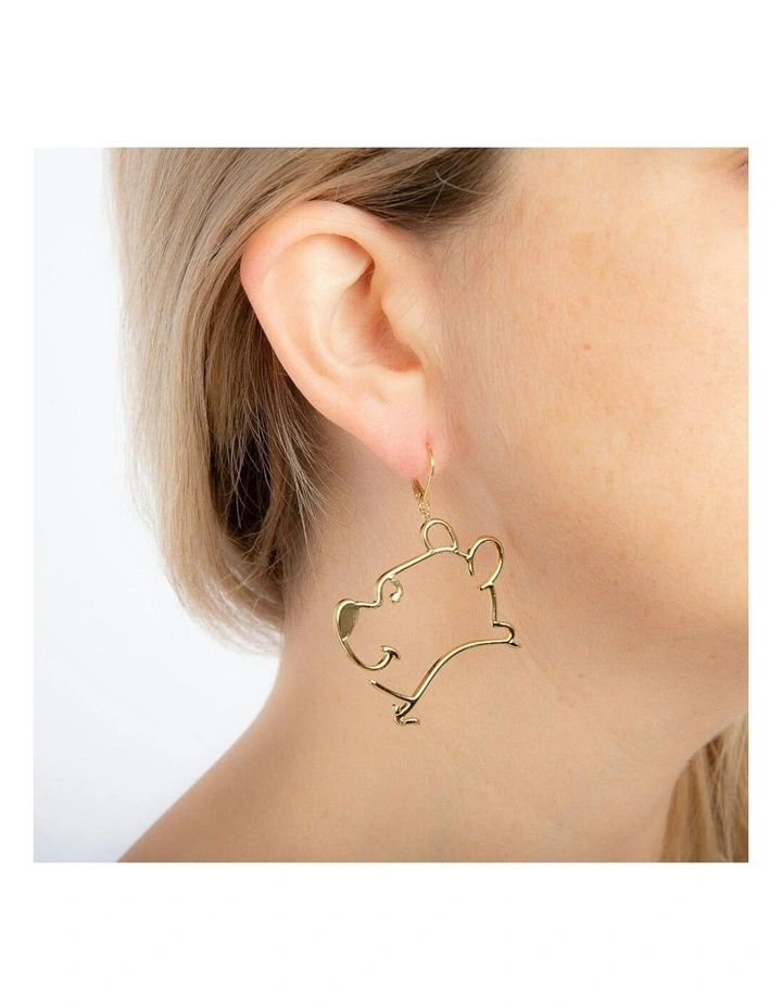Couture Kingdom Disney Winnie The Pooh Outline Fashion Drop Earrings 6cm Gold image 3