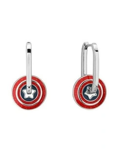 Couture Kingdom Marvel Captain America Womens Fashion Drop Earrings 3cm Silver