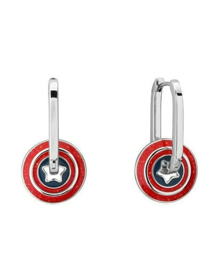 Couture Kingdom Marvel Captain America Womens Fashion Drop Earrings 3cm Silver image 1