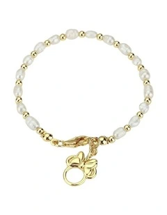 Couture Kingdom Disney Minnie Mouse Womens Fashion Pearl Bracelet 19cm Gold