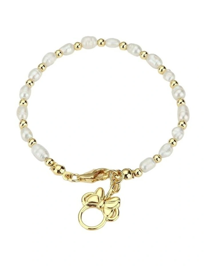 Couture Kingdom Disney Minnie Mouse Womens Fashion Pearl Bracelet 19cm Gold image 1