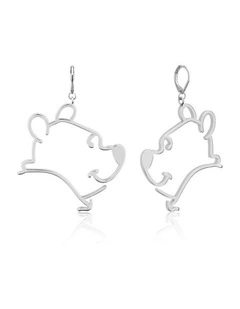 Couture Kingdom Disney Winnie The Pooh Outline Drop Earrings 6cm Silver