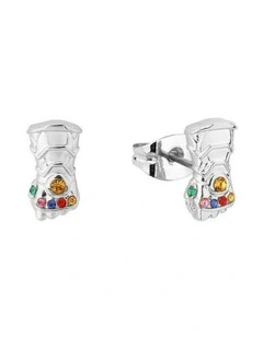 Couture Kingdom Marvel Infinity Gauntlet Womens Stud Earrings 12mm Silver
