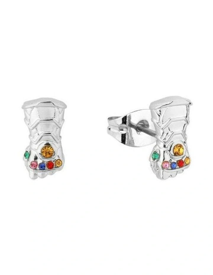 Couture Kingdom Marvel Infinity Gauntlet Womens Stud Earrings 12mm Silver image 1