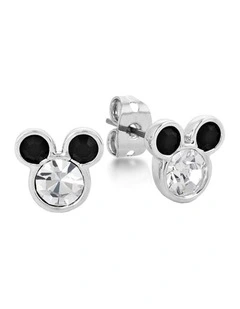 Couture Kingdom Disney Mickey Mouse Crystal Stud Earrings 8mm Accessory Silver