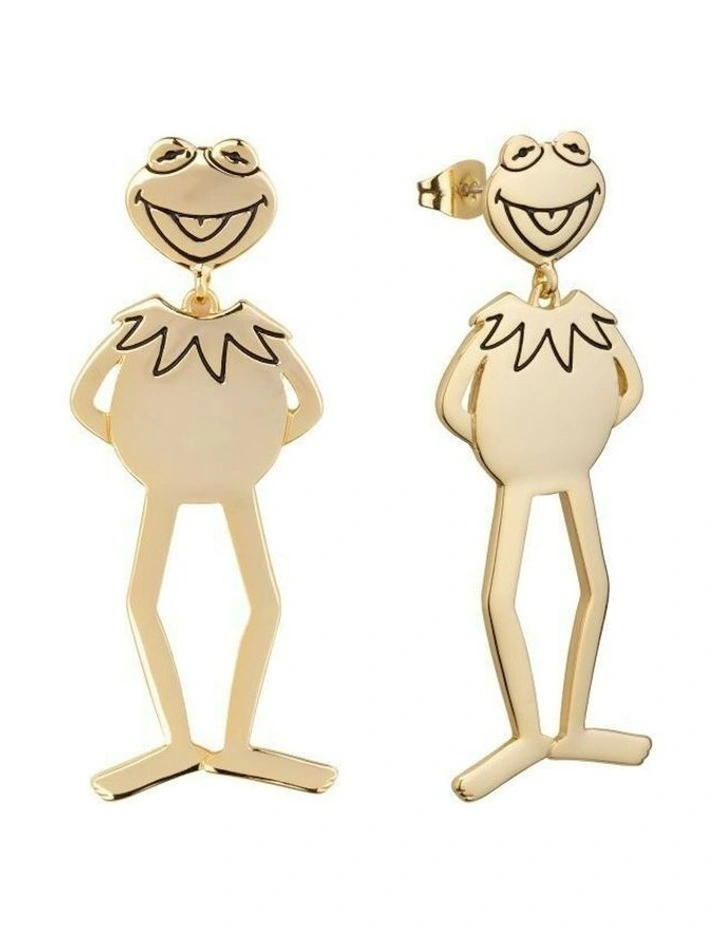 Couture Kingdom Disney The Muppets Kermit The Frog Drop Earrings 6cm Gold image 1