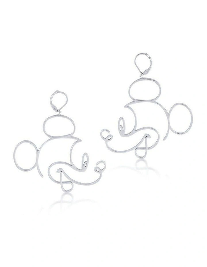 Couture Kingdom Disney Mickey Mouse Earrings Fashion Accessory 7cm Silver image 1