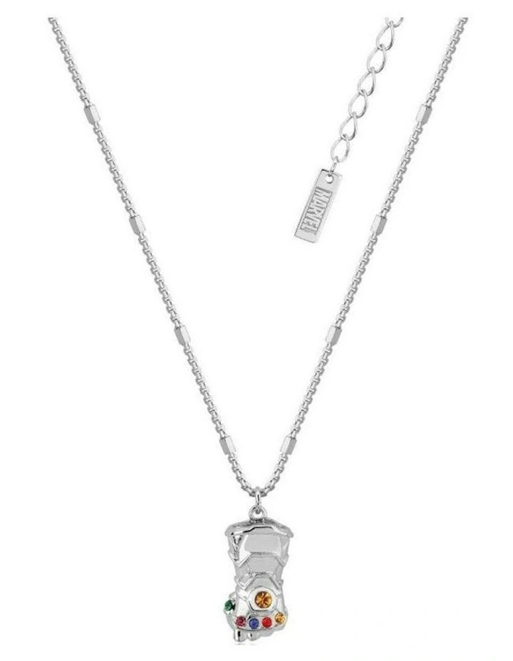 Couture Kingdom Marvel Infinity Gauntlet Womens Crystal Necklace Silver image 1