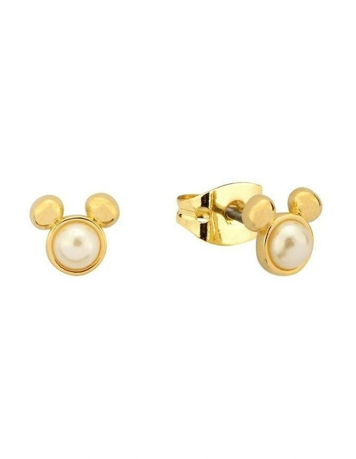 Couture Kingdom Disney Mickey Mouse Pearl Fashion Stud Earrings 9mm Gold image 1