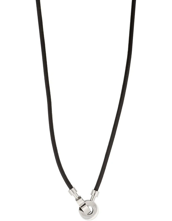 Stainless Steel & Brown Leather Necklace image 5