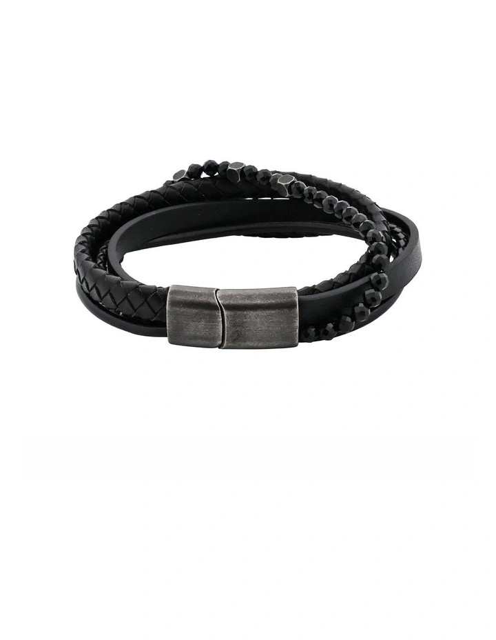 Black Multi Strand Leather Bracelet image 4