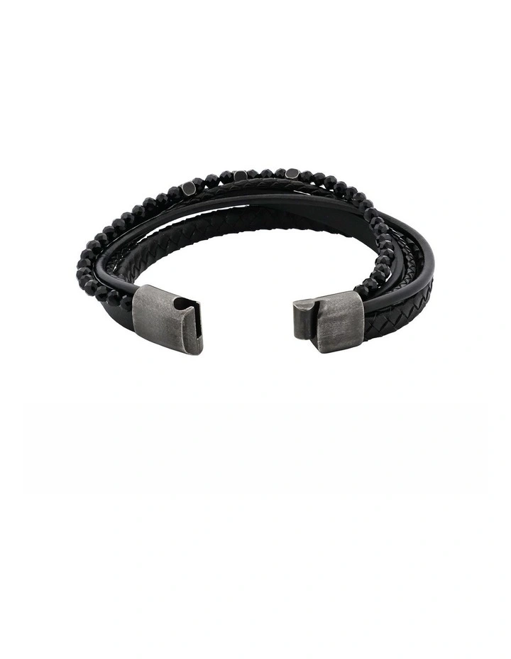 Black Multi Strand Leather Bracelet image 5