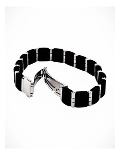 Stainless Steel & Black Rubber Link